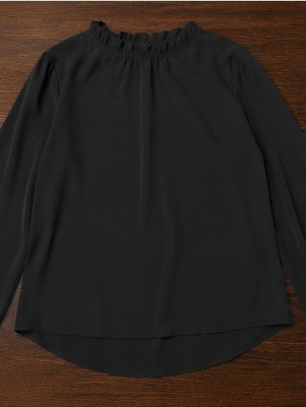 SHEIN Black Ruffle Neck Long Sleeve Blouse Size S
